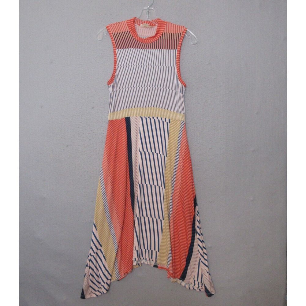 Maeve by‎ Anthropologie Dress Women Small Cleary Stripe Jersey Mock Asymmetrical